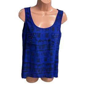 MINE‎ Women’s Top Blue & Black Sleeveless Size Small